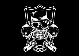 Three Skull Gangster t shirt design to buy