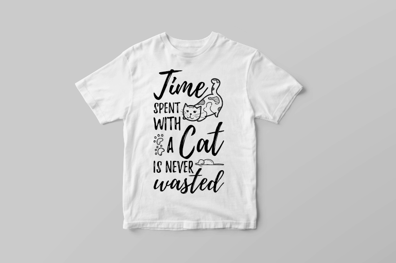 Time spent with a cat is never wasted – cat t shirt design t shirt designs for sale