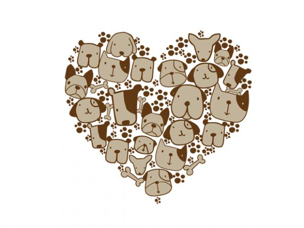 Dog heart vector t-shirt design