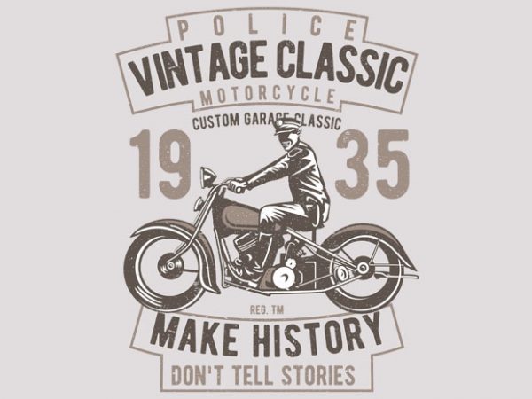 Vintage police classic vector t-shirt design