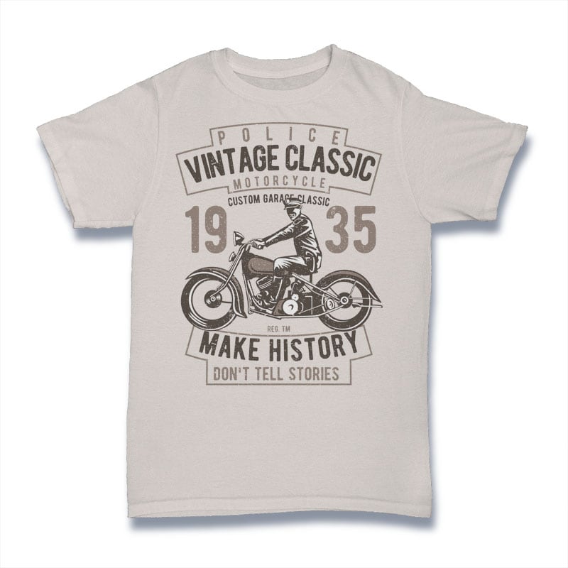 Vintage Police Classic t shirt designs for print on demand
