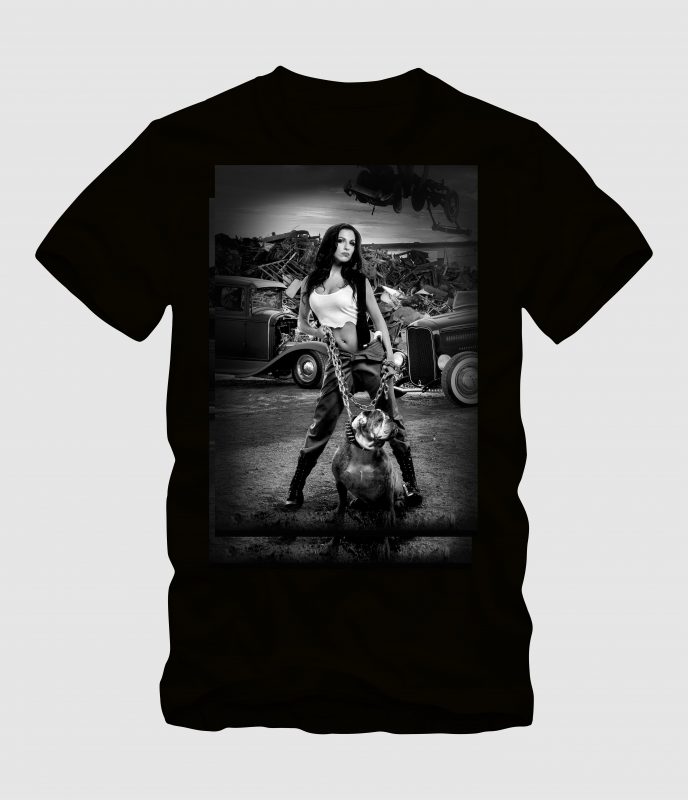 Woman and Bulldog buy tshirt design