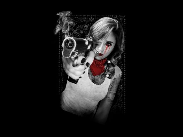 Woman with pistol buy t shirt design for commercial use