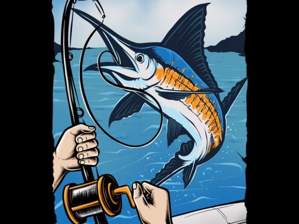 Marlin fishing t shirt design to buy