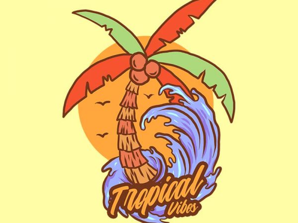 Coconut tree tshirt design