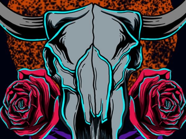 Cow and roses t-shirt design