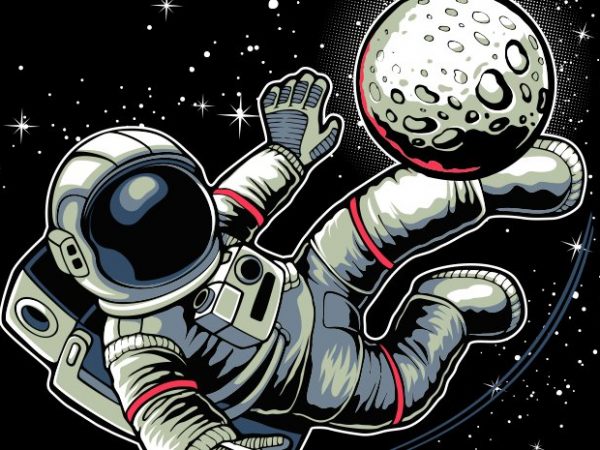 Astronaut football kick buy t shirt design for commercial use
