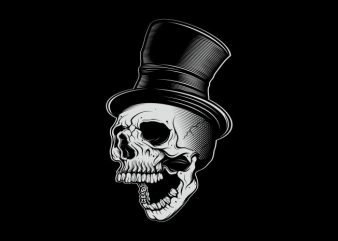 skull wearing hat vector t shirt design artwork