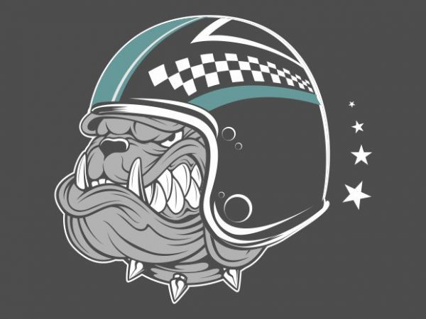 Bulldog wearing helmet graphic t-shirt design