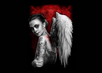 angel women with wing t-shirt design for sale