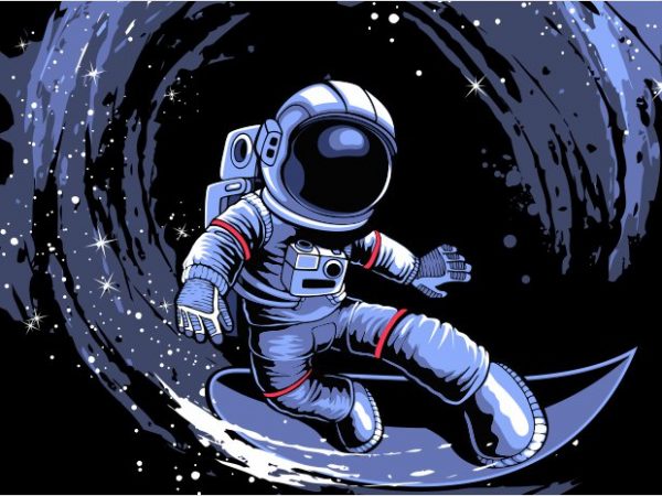 Surfing in space print ready vector t shirt design Surfing in space print ready vector t shirt design