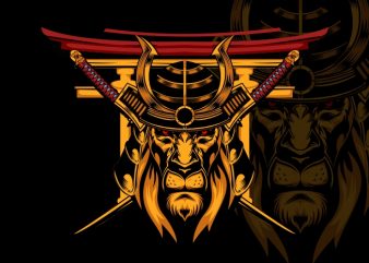 The Last Lion Samurai vector t-shirt design template
