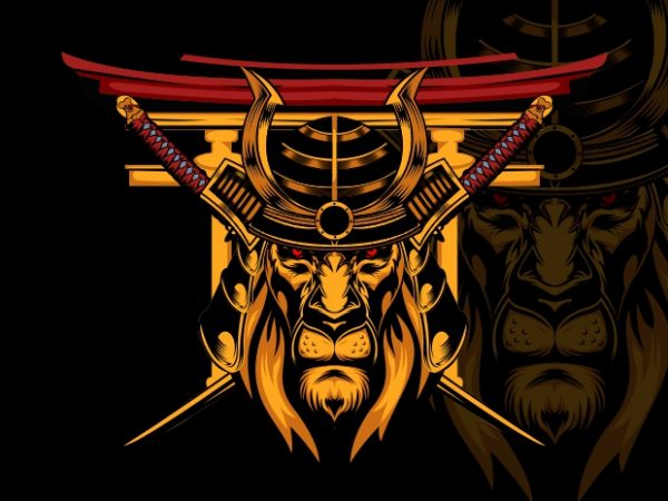 The last lion samurai vector t-shirt design template