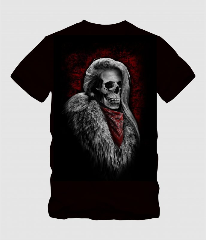 women skull vector t shirt design
