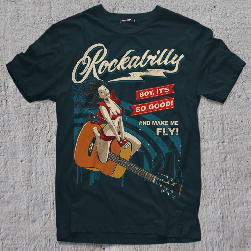 Pinup Rockabilly t-shirt designs for merch by amazon