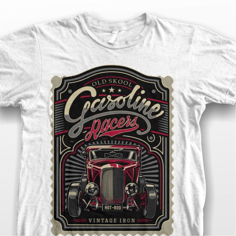 Gasoline racer t shirt designs for merch teespring and printful