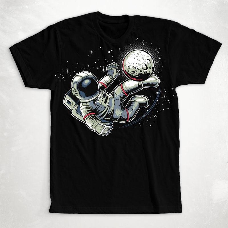 Astronaut football kick vector t shirt design