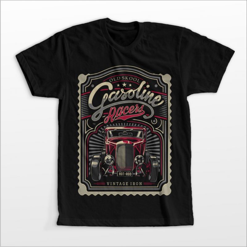 Gasoline racer t shirt designs for merch teespring and printful