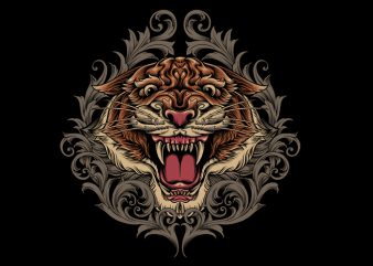 Tiger ornamental t shirt design to buy