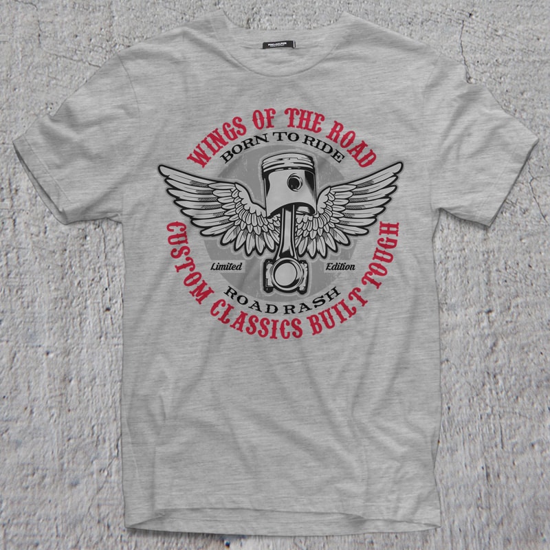 WINGS OF THE ROAD t shirt designs for printful