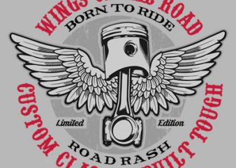 WINGS OF THE ROAD print ready shirt design