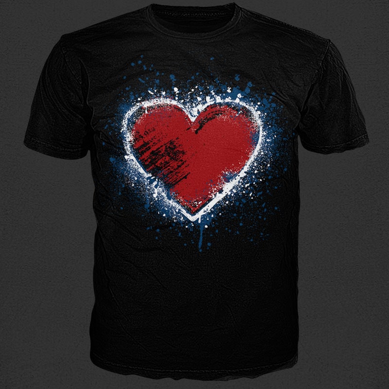 heart distressed tshirt design for sale