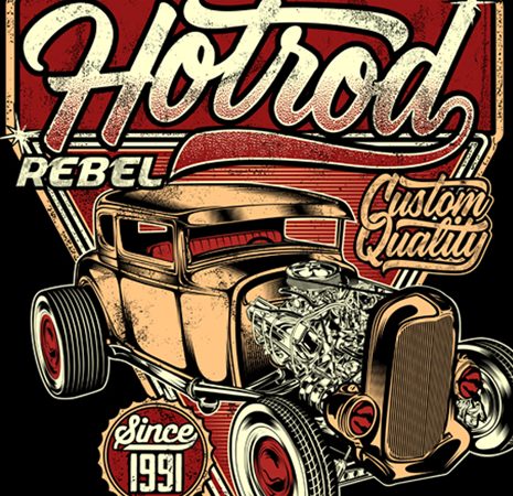 An american original hotrod graphic t-shirt design