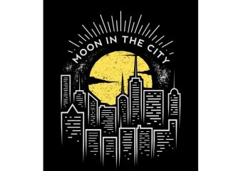 moon in the city vector t-shirt design for commercial use