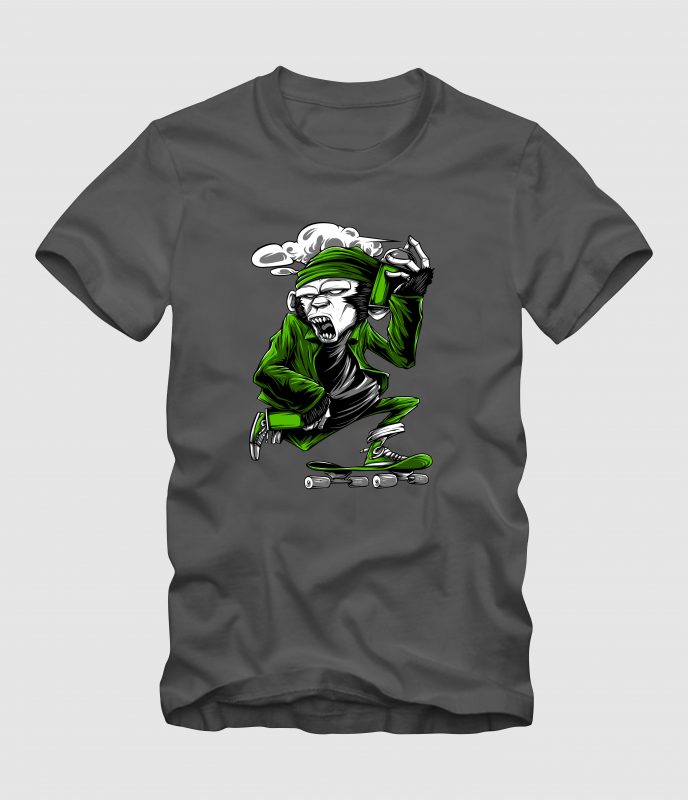 Monkey Skateboard commercial use t shirt designs