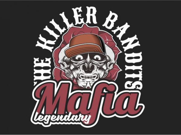 Mafia killer bandit vector t shirt design for download