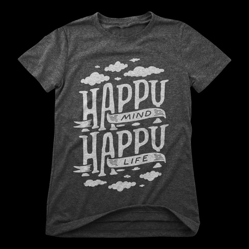 Happy mind happy life t shirt design graphic