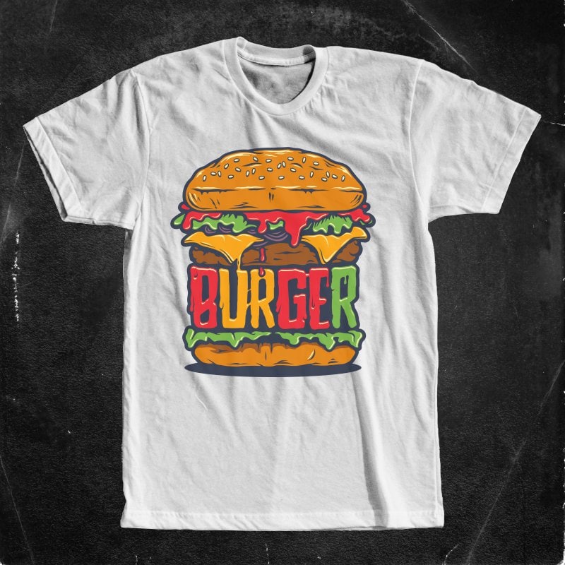 Burger t shirt designs for printful