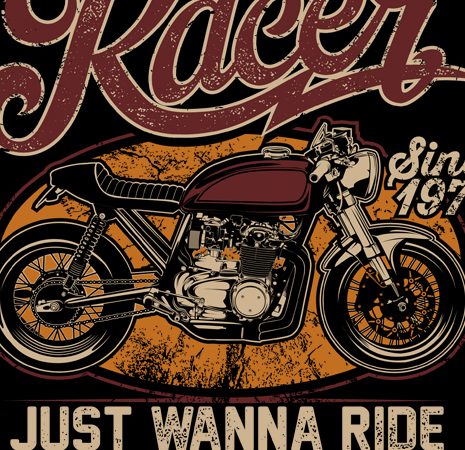 Cafe racer just wanna ride t shirt design for purchase