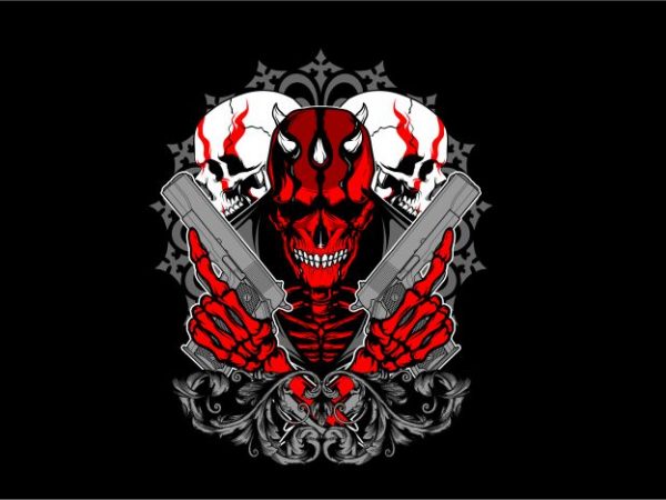 Skull hand gun t-shirt design png
