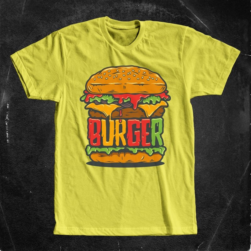 Burger t shirt designs for printful