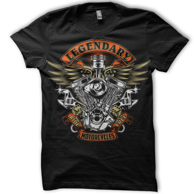 legendary motorcycle t shirt designs for sale
