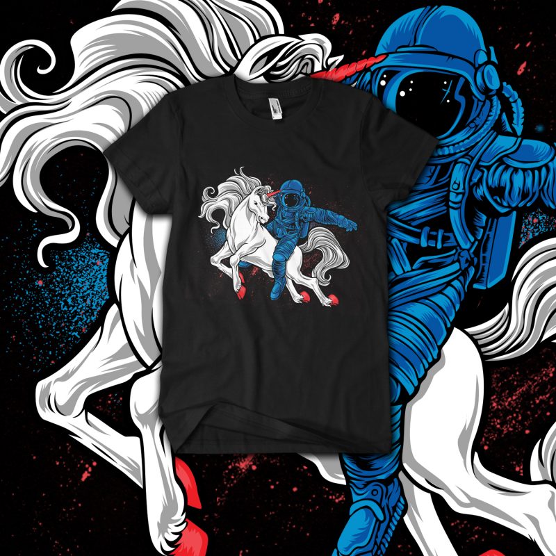 horseman astronaut- astronaut +horse t-shirt design commercial use t shirt designs