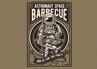 Astronaut Space Barbeque vector t shirt design for download