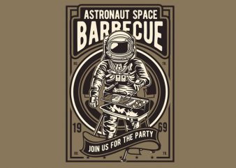 Astronaut Space Barbeque vector t shirt design for download