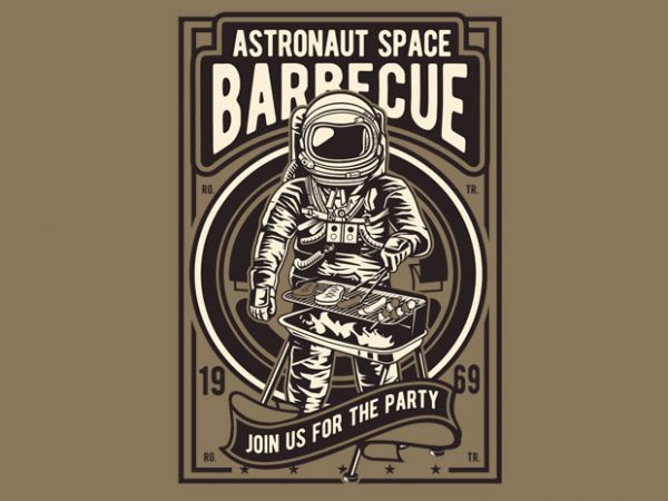 Astronaut space barbeque vector t shirt design for download
