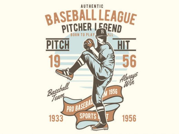 Baseball league vector t-shirt design template