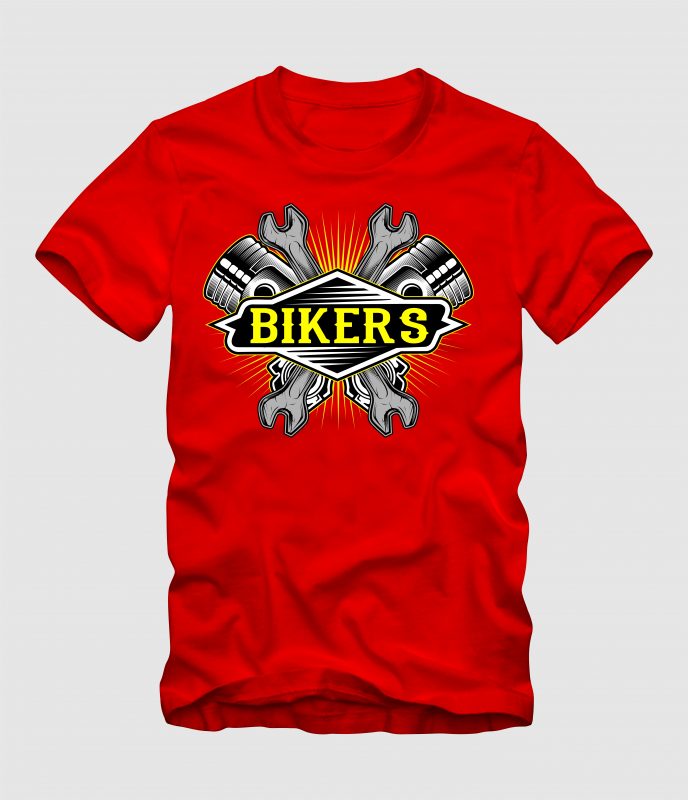 Biker Piston t shirt designs for printful