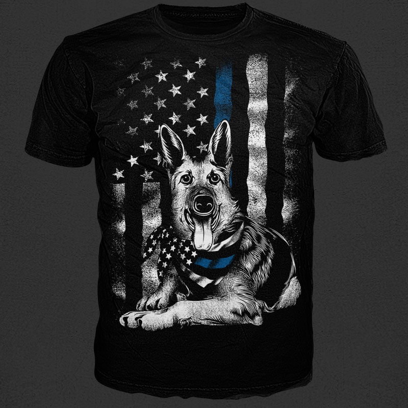 Blue Line Dog tshirt design for merch by amazon