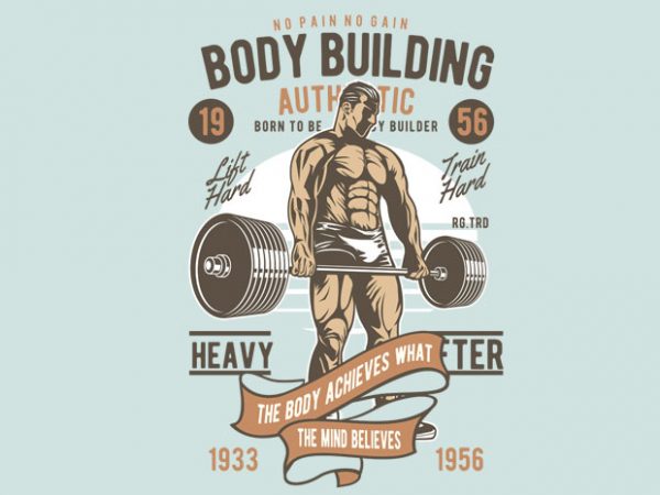 Body builder graphic t-shirt design