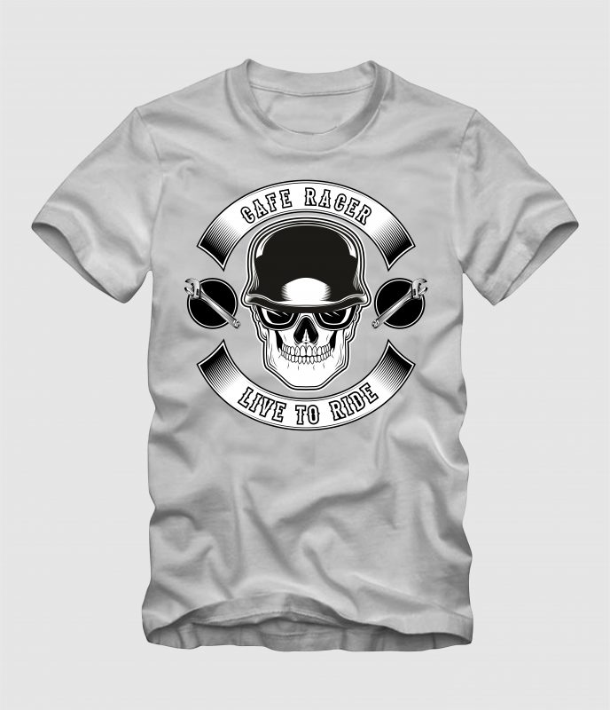 Cafe Racer Live to Ride t shirt designs for printful