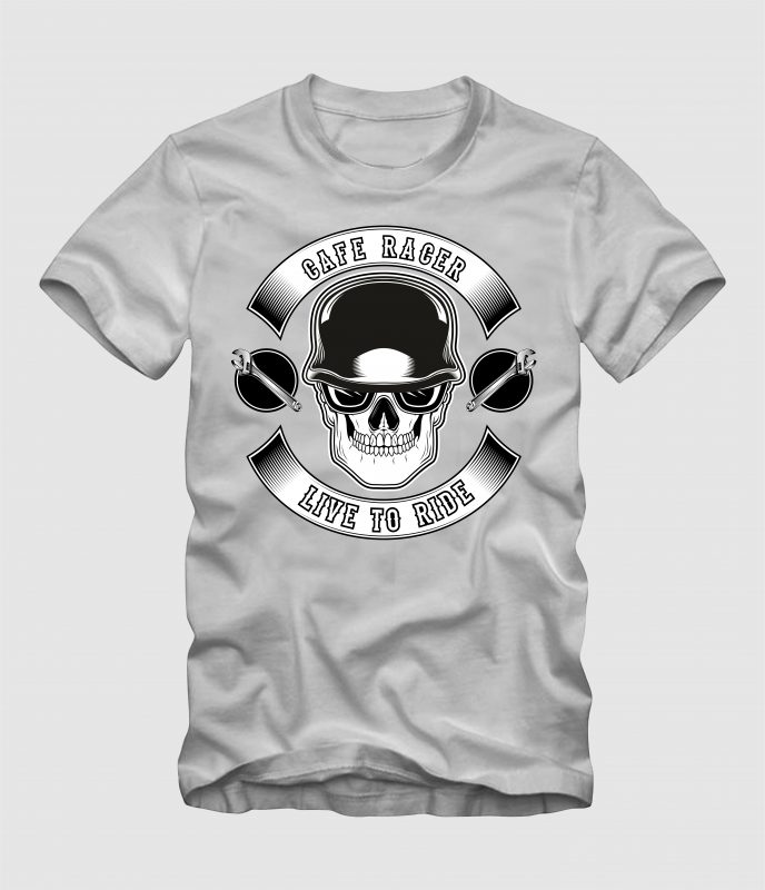 Cafe Racer Live to Ride t shirt designs for printful