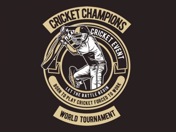 Cricket champions tshirt design vector