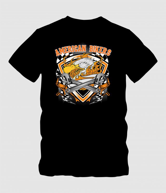 Eagle Biker t shirt designs for printful