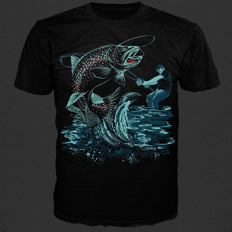 Fish on vector t shirt design