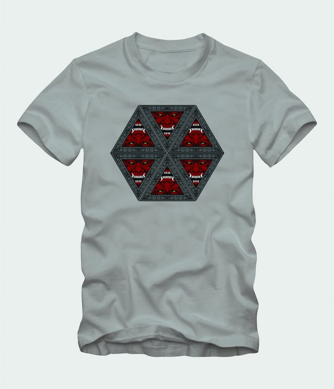 Hexagon Devil t-shirt designs for merch by amazon